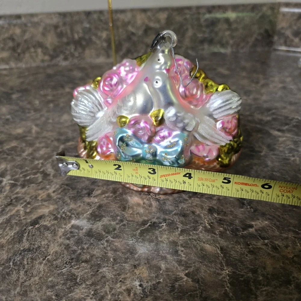 Love‎ Birds Vintage Christmas Ornament Blown Glass Love Doves Rare Retro...